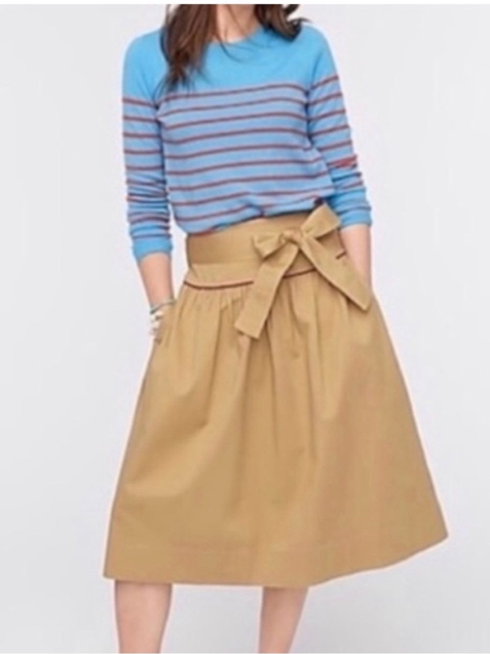 J. Crew Tie Waist Chino Khaki Skirt